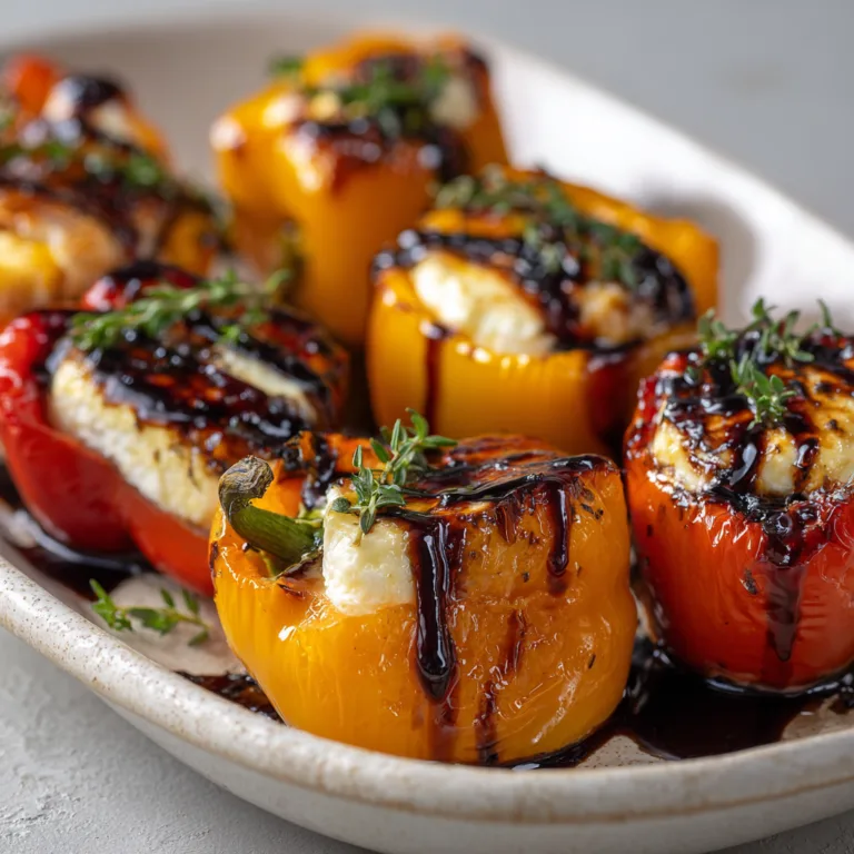 The Elegant yet Easy Appetizer: Balsamic Glazed Goat Cheese Stuffed Mini Peppers 🌶️🧀🌿