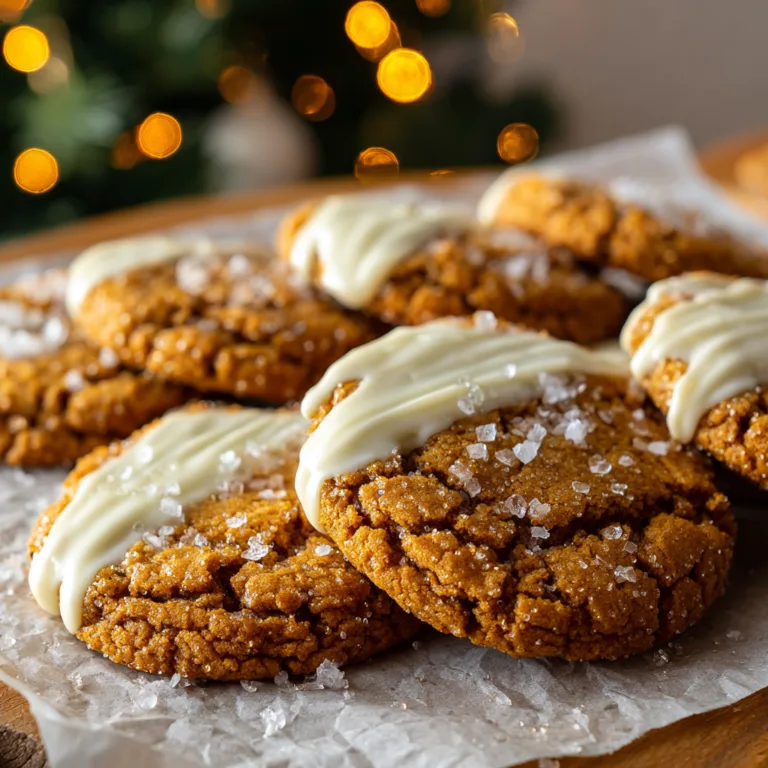 The Ultimate White Chocolate Dipped Ginger Molasses Cookies with Sea Salt 🍪🎄🧂