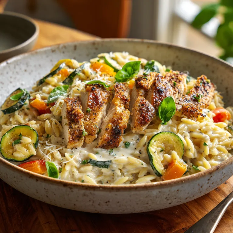 Creamy Chicken Orzo Veggie Bowl