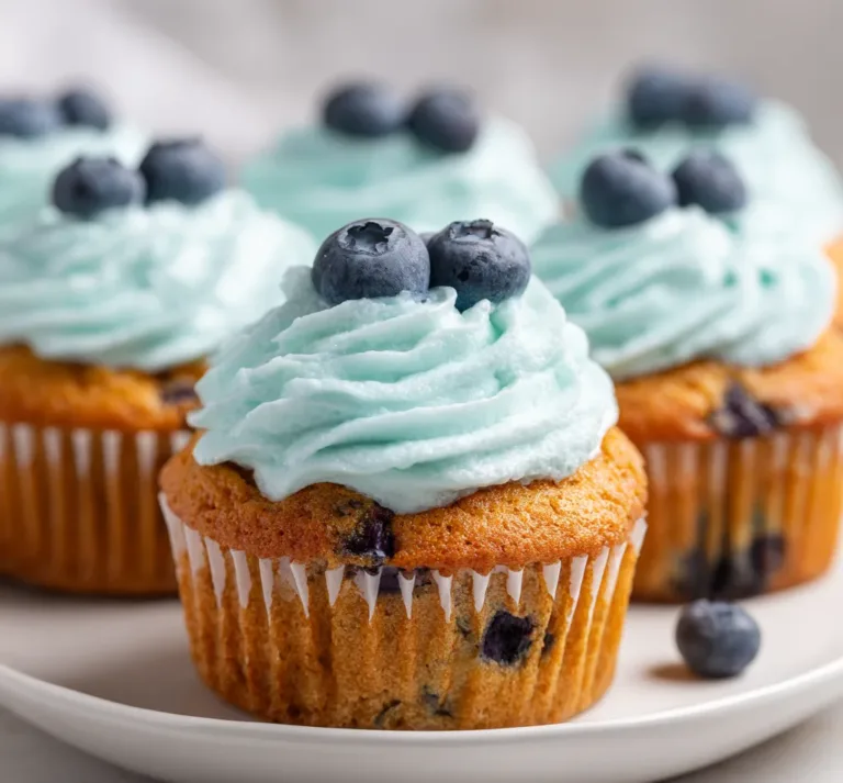 Fluffy Blue Buttercream Cupcakes