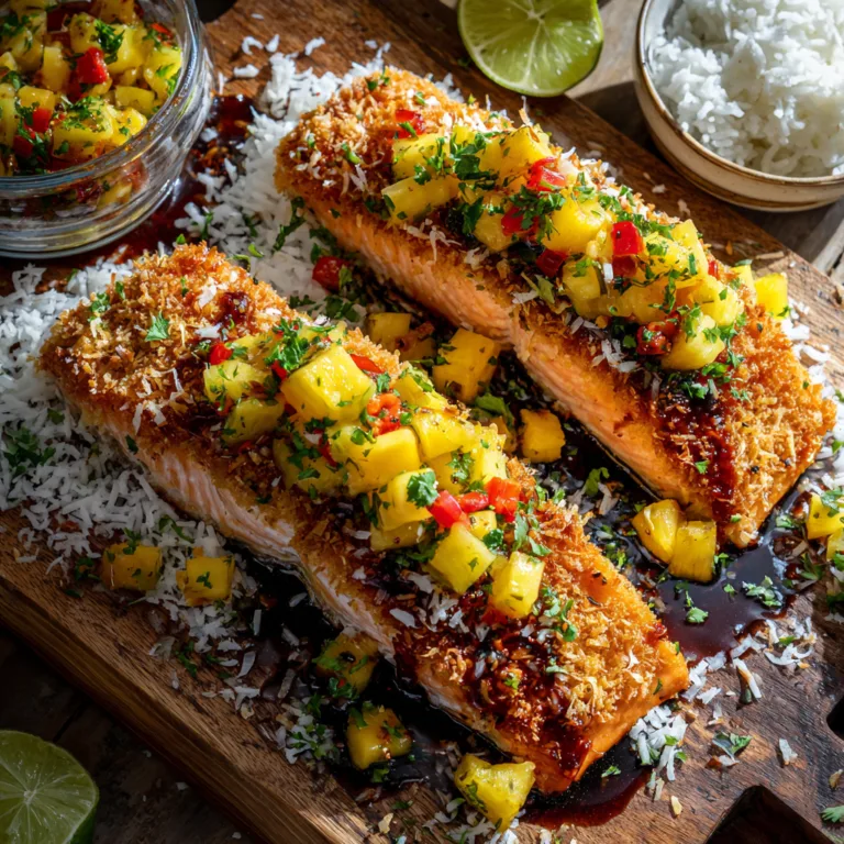 Crispy Coconut Salmon Salsa