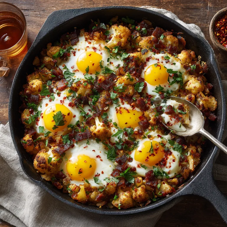 Turkish Sucuk and Cauliflower Skillet Eggs
