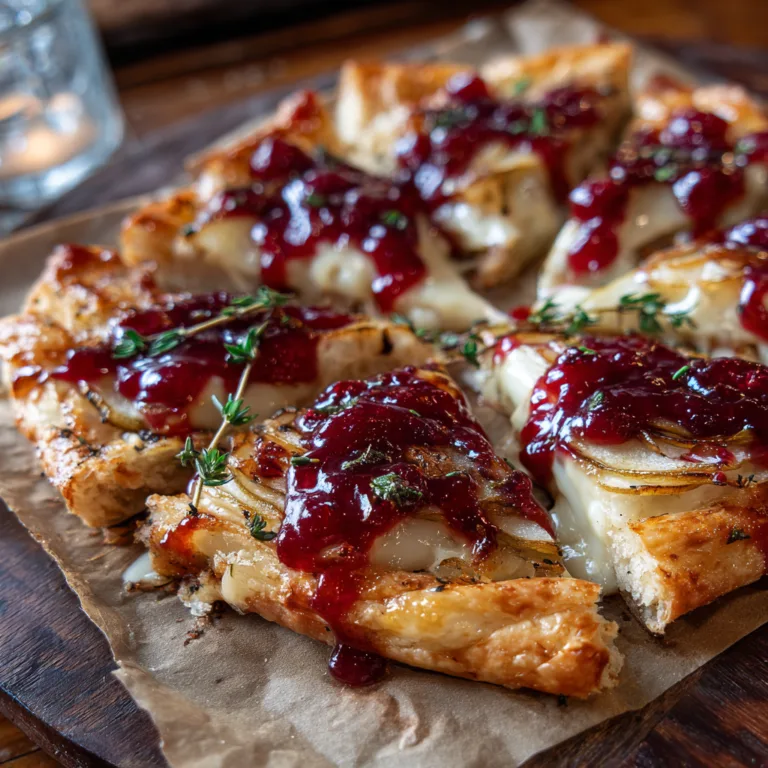 Rustic Cranberry Brie and Pear Tart