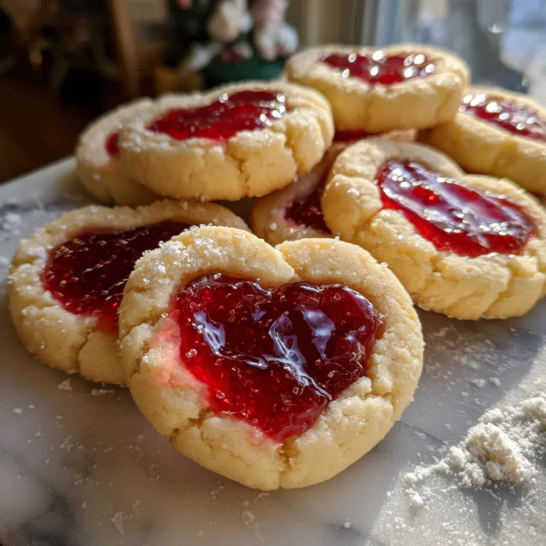 Heart-Shaped Jam Thumbprint Cookies