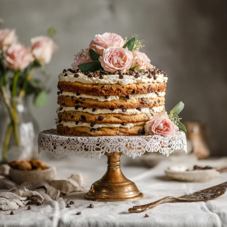 Four-Layer Chocolate Chip Cookie Rose Cake
