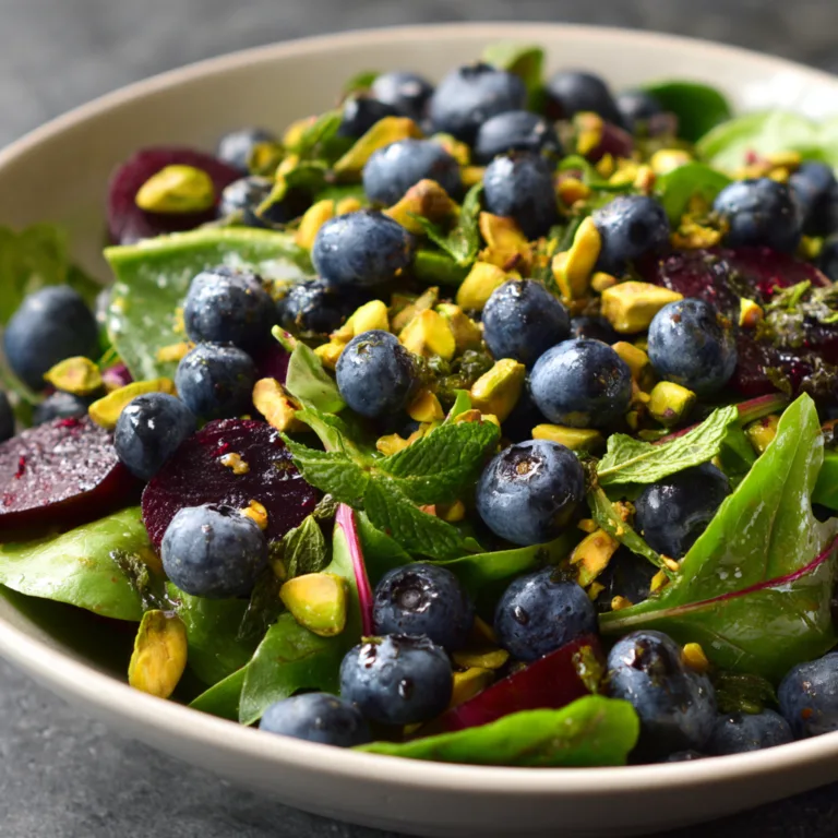 Vibrant Beet & Blueberry Salad with Pistachios & Mint