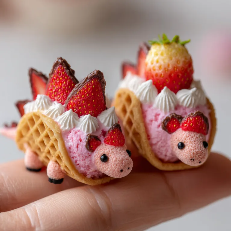 Kawaii Strawberry Dinosaur Dessert Tacos