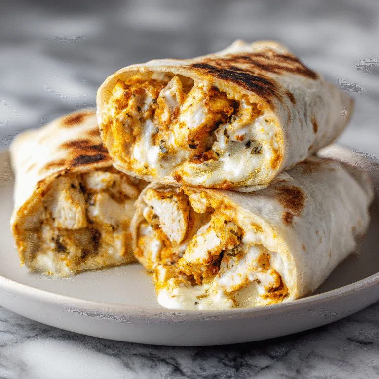Ooey-Gooey Cheesy Garlic Chicken Wraps