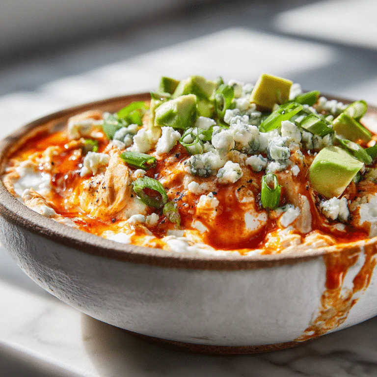 High-Protein Buffalo Chicken Dip Bowl with Avocado