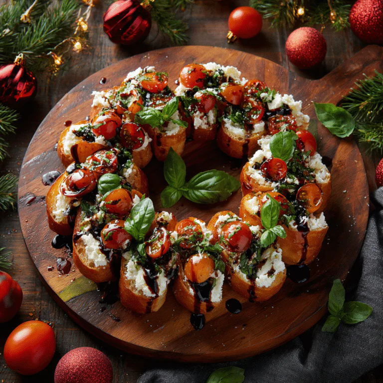 Holiday Caprese Bruschetta Wreath